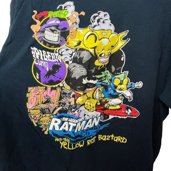 RARE VINTAGE Yellow Rat Bastard Solid Blue Graphic Short Sleeve Tee Shirt XL - Picture 4 of 8